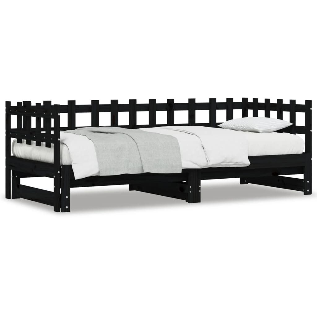 Rozkládací postel černá 2x(80x200) cm Masivní borovicové Obrázek produktu 