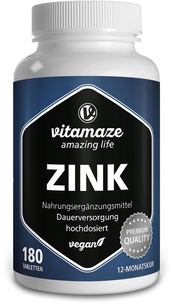 Vitamaze Zink 25 mg hochdosiert vegan Tabletten, 180 St. Tabletten