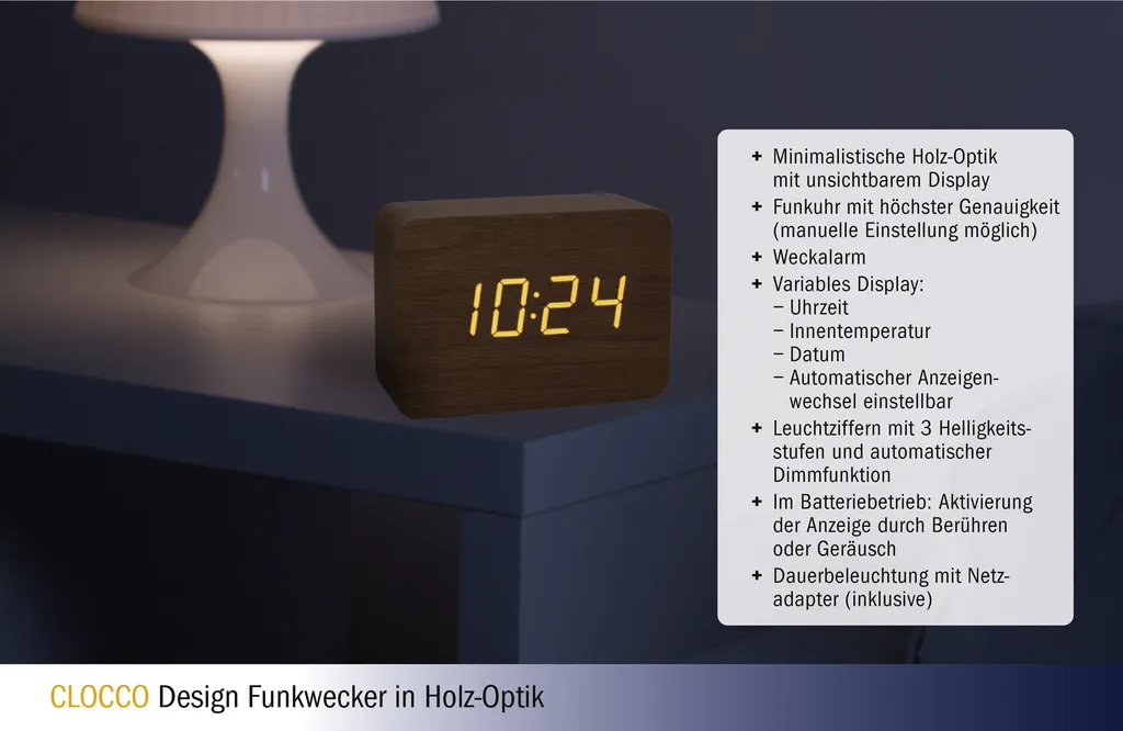 Réveil numérique TFA à quartz avec affichage de la température intérieure - 4