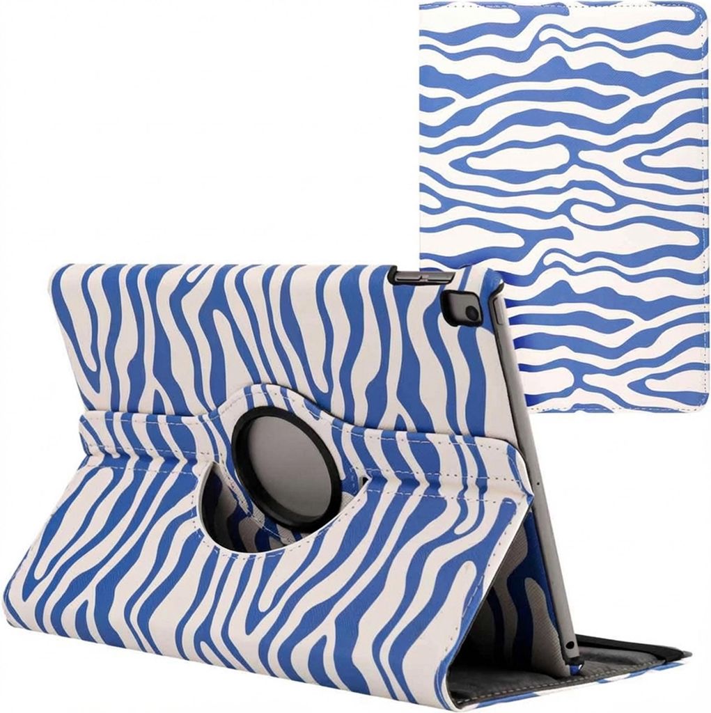 imoshion 360° drehbare Design Klapphülle iPad 9 (2021) 10.2 Zoll / iPad 8 (2020) 10.2 Zoll / iPad 7 (2019) 10.2 Zoll - White Blue Stripes