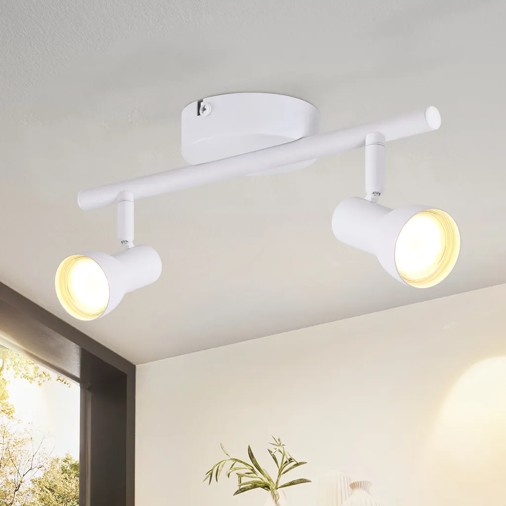 ZMH Faretto da soffitto 2 fiamme Lampada da soffitto corridoio Luce da soffitto Design moderno Faretto da interno bianco GU10 Spot da soffitto in metallo 350°Spot orientabili per camera da letto soggiorno cucina (senza lampadina) - 1