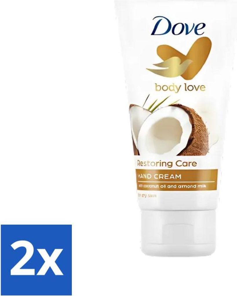 Dove - Handcreme - Body Love Restoring Care - Kokosnuss & Mandel - Feuchtigkeitsspendend - Trockene Haut - 75 g - Vorteilspack - 2 Stücke