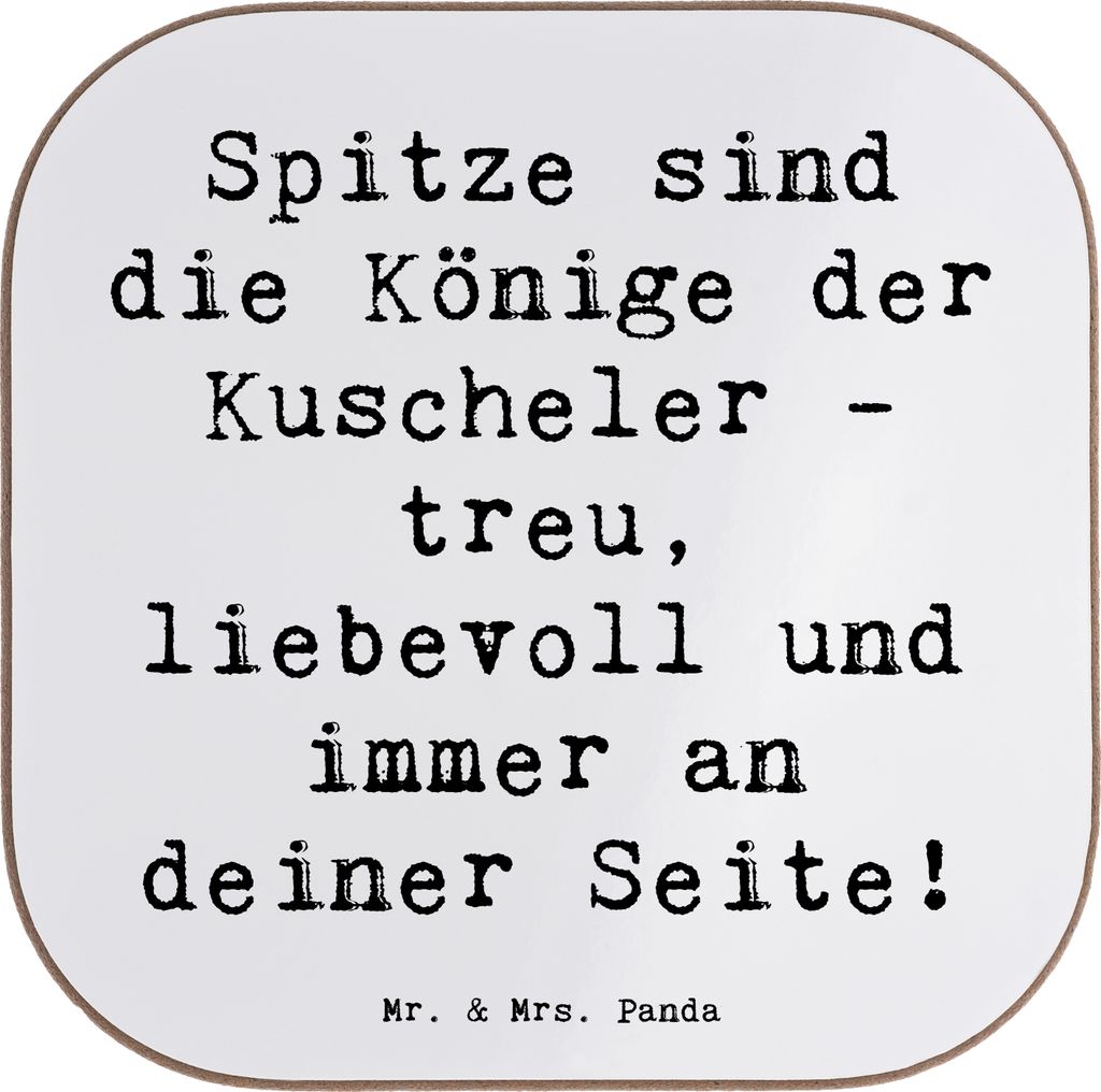 Mr. & Mrs. Panda Tassenuntersetzer Spruch Spitz König - Weiß - Geschenk, Abenteuer, Tischuntersetzer, Hundeliebhaber, Energie, Hunderasse, Wachhu...