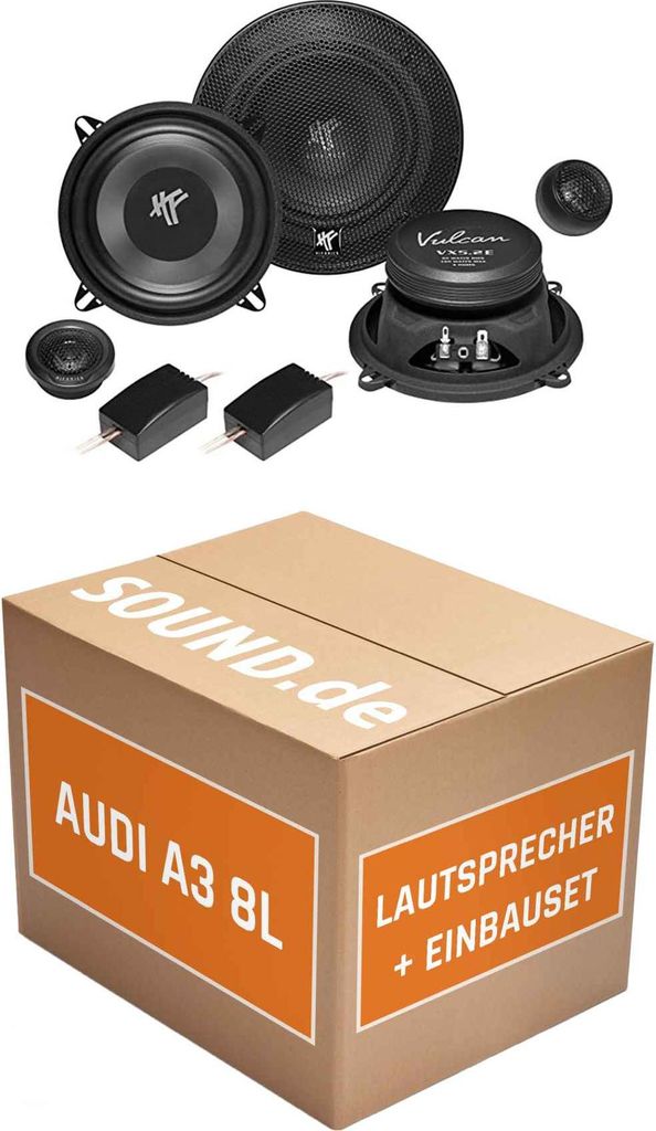Lautsprecher Boxen Einbaupaket vorne Hifonics VX5.2E passend für Audi A3 8L + 4/5 türig | 2x Tief-Mitteltöner 2x Hochtöner 2x Frequenzweiche