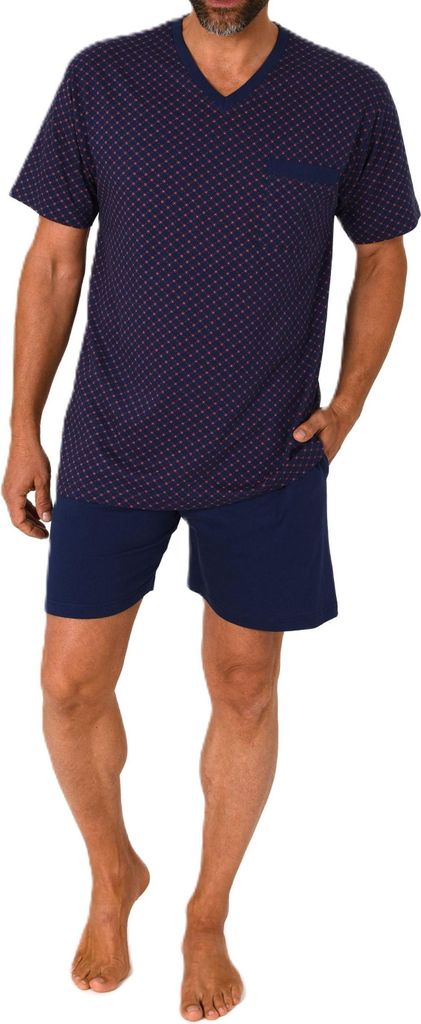 Normann Herren kurzarm Schlafanzug Shorty - Pyjama auch in Übergrössen erhältlich ; rot , 50
