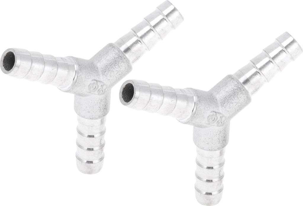 304 Edelstahl Schlauchstutzen 5/16" 3-Wege Y-förmiger Verbinder für Luft Wasser Öl Gas Kraftstoff 2 Stück Silberton