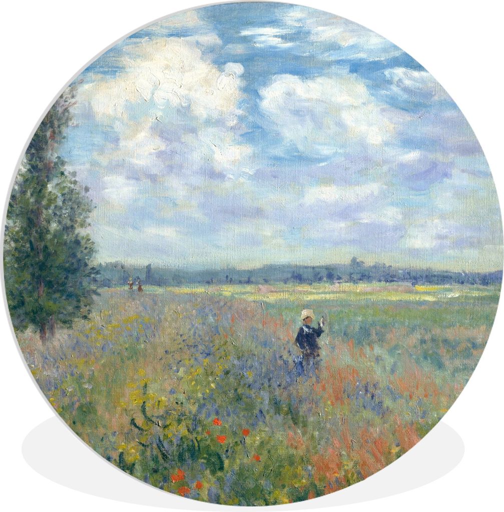 MuchoWow Rundes Wandbild - Runde Bilder Mohnfeld bei Argenteuil - Claude Monet Ø 30 cm Kreis Wanddekoration Kunststoff - Wandkreis - Wandschmuck...
