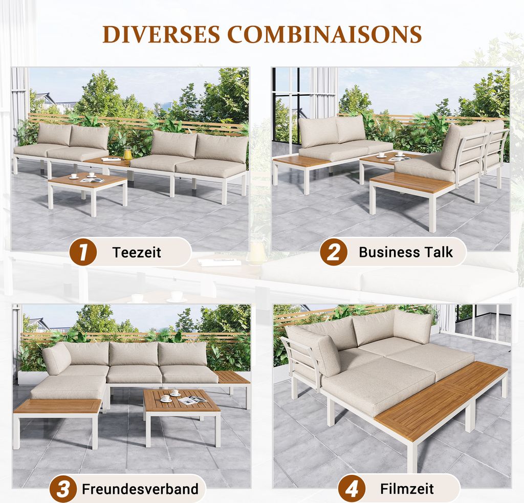 Merax Gartenlounge-Set aus Akazienholz, 3-tlg.Gartenmöbel Produktbild 5