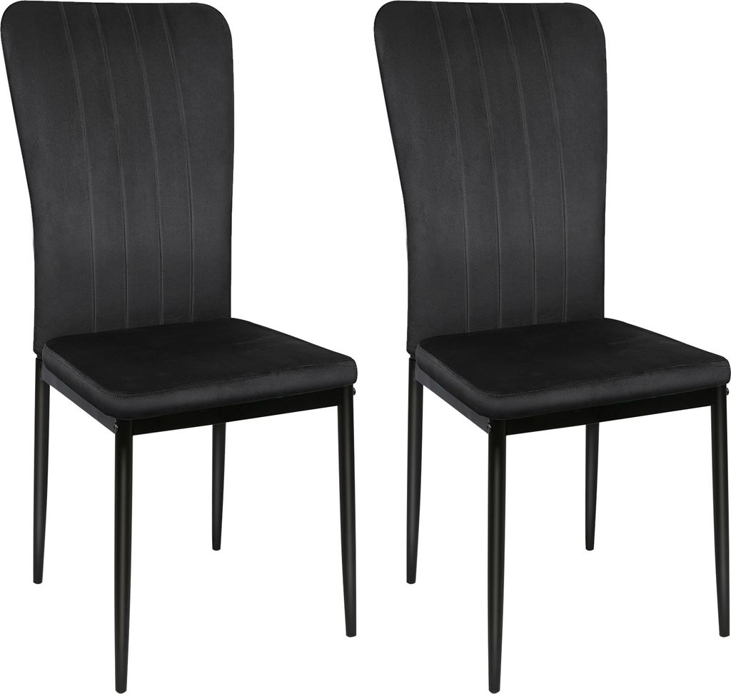 2er Set Esszimmerstühle mit Samtbezug Küchenstuhl Wohnzimmerstuhl 120 kg belastbar Schwarz