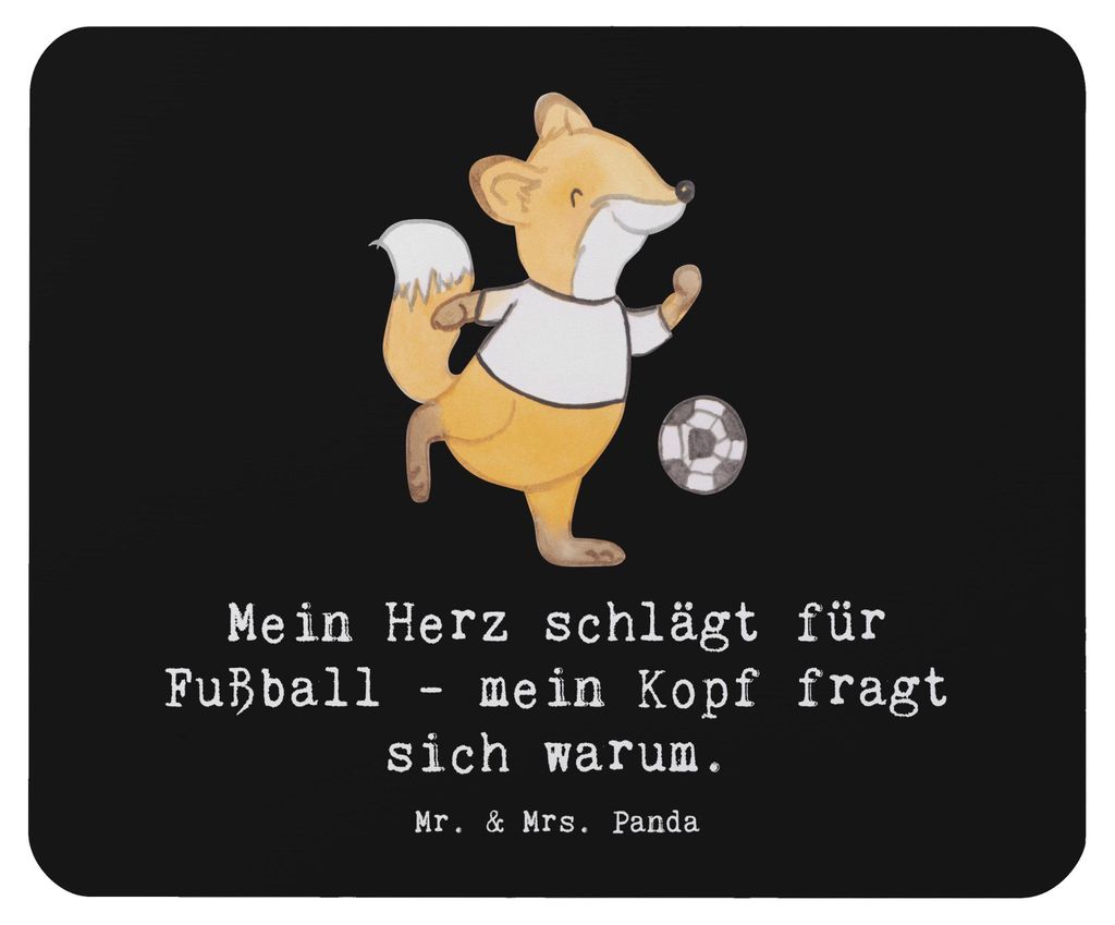 Mr. & Mrs. Panda Mouse Pad Fußball Liebe - Schwarz - Geschenk, Teamsport, Herz, Leidenschaft, Verstand, Sportler, Gemeinschaftsgefühl, Mauspad, l...