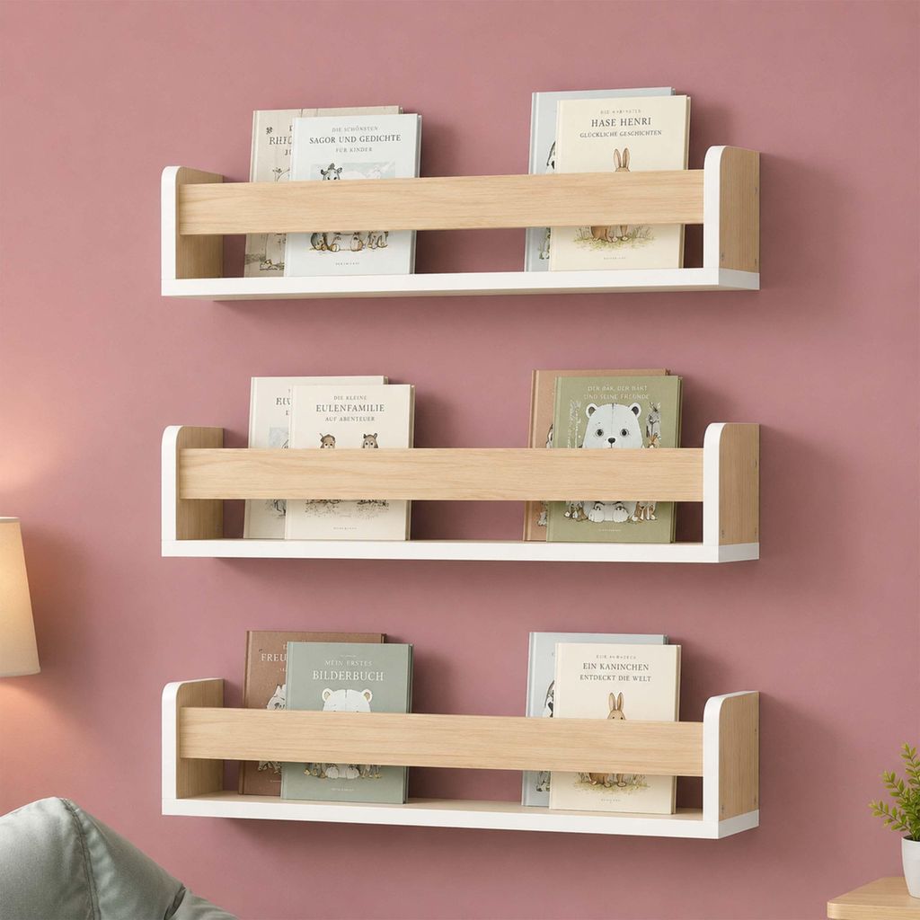 Relaxdays Kinderregal 3er Set, Bücherregal für Kinder, Produktbild 