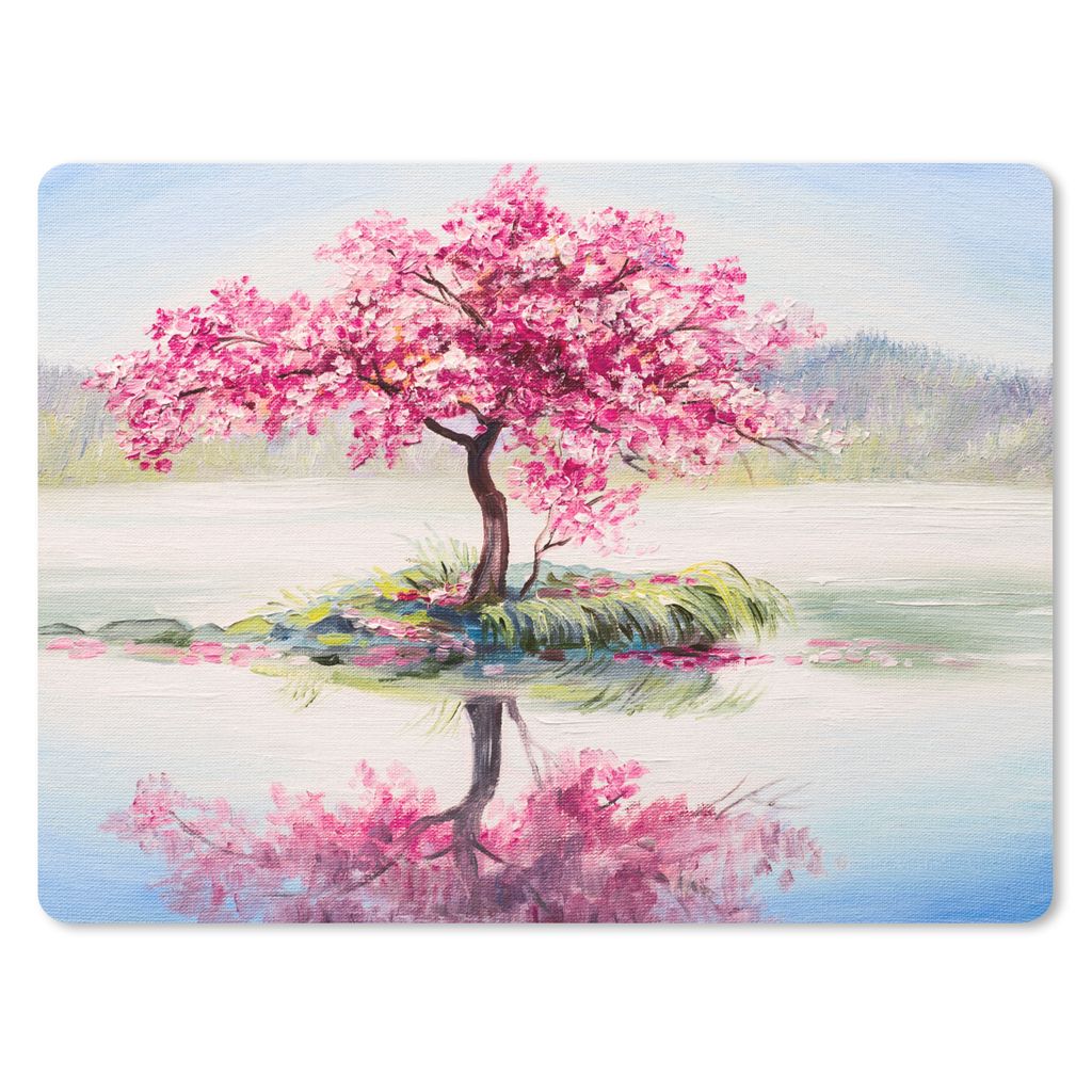 MuchoWow Mauspad Mousepad Gemälde - Blüte - Wasser - Ölgemälde 23x19 cm - Mousepads - Maus Mat - Pad - Mausunterlage - Schreibtischunterlage ...