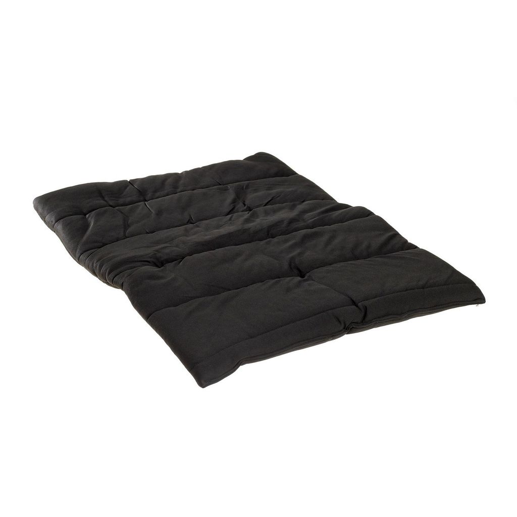 A black cushion is shown against a white background.