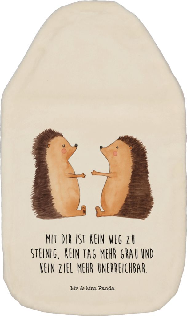 Mr. & Mrs. Panda Wärmflasche Igel Liebe - Weiß - Geschenk, Freundin, Wärmekissen, naturkautschuk, Wärmflaschen, mit Bezug, Bettflasche, Hochzei...