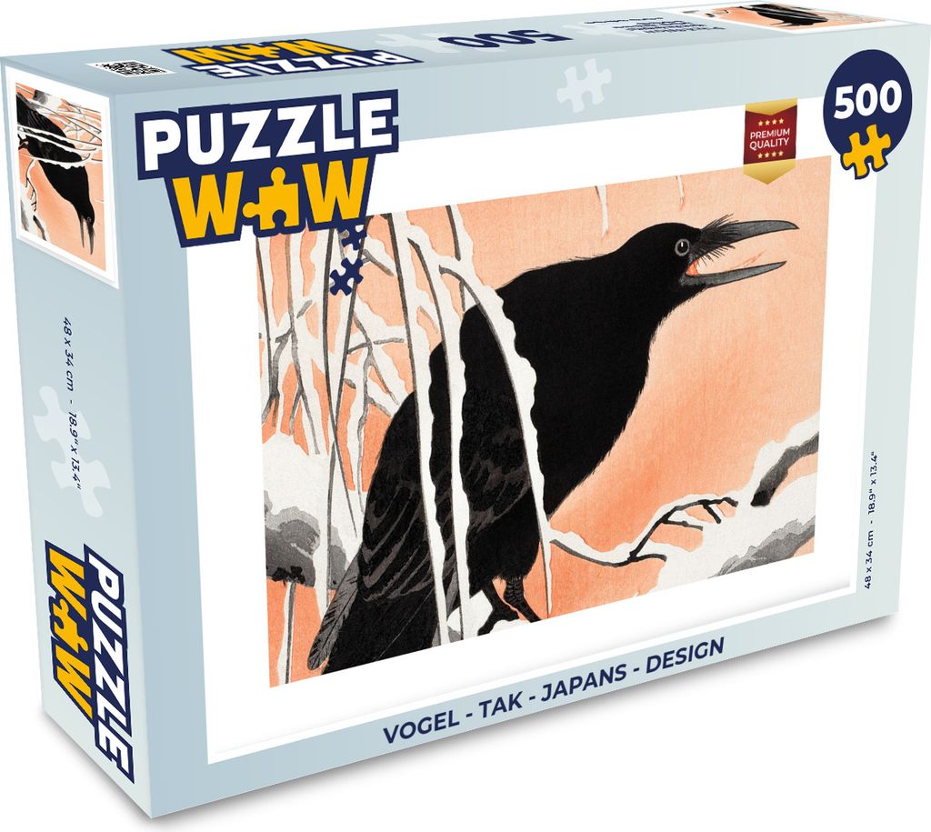 MuchoWow Puzzle 500 Teile Vogel - Zweig - Japanisches Design - 500 Teile - Kinder - Selberbauen - Puzzlespiele