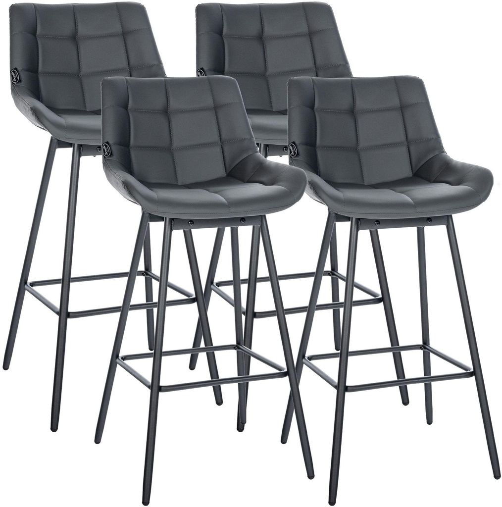 CLP 4er Set Barhocker Weston 180° Schwenkfunktion mit Rückenlehne gepolstert Farbe:grau;Material:Kunstleder