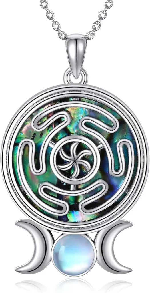 Collier Argent 925 Nœud Celtique Triple Lune Symbole de Protection