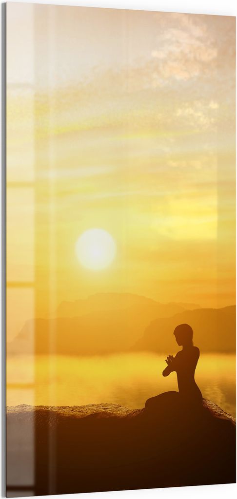 DEQORI Magnettafel Glas 50x100 cm 'Stille Golddämmerung' beschreibbar Whiteboard Küche