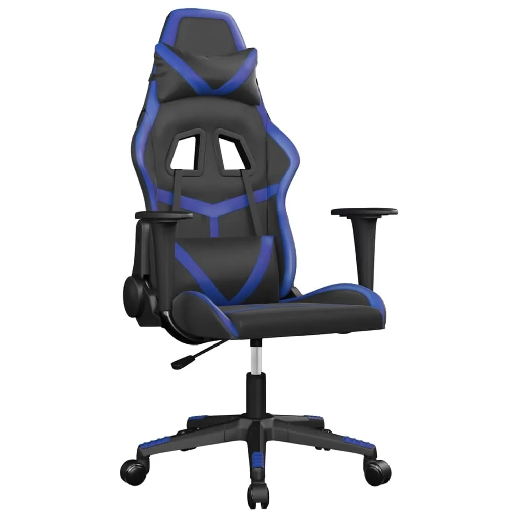 Sedia da Gioco in Ecopelle Nera e Blu: Comfort Gaming Ergonomico
