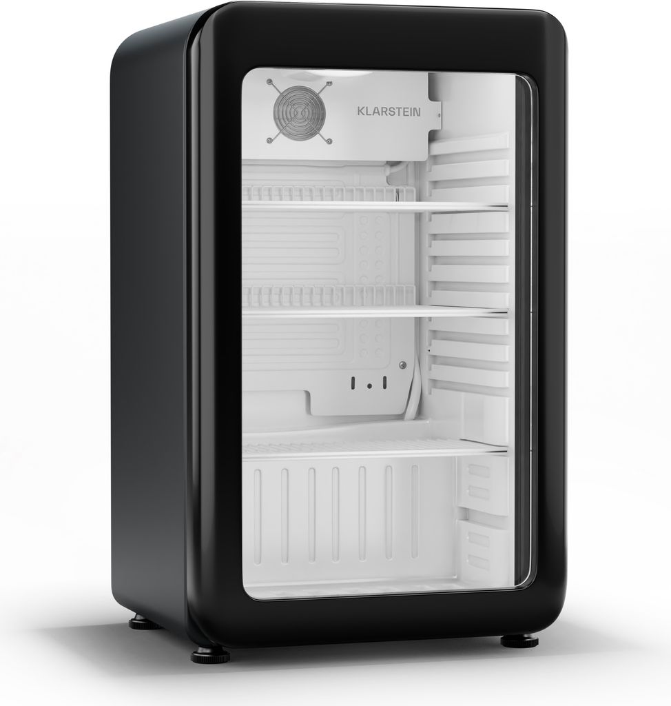 Klarstein Audrey Evo Getränkekühlschrank Mit Glastür - 93L Mini Kühlschrank, Retro-Design, LED-Beleuchtung, Doppelt Verglaste Tür, 0-10 °C, ,...