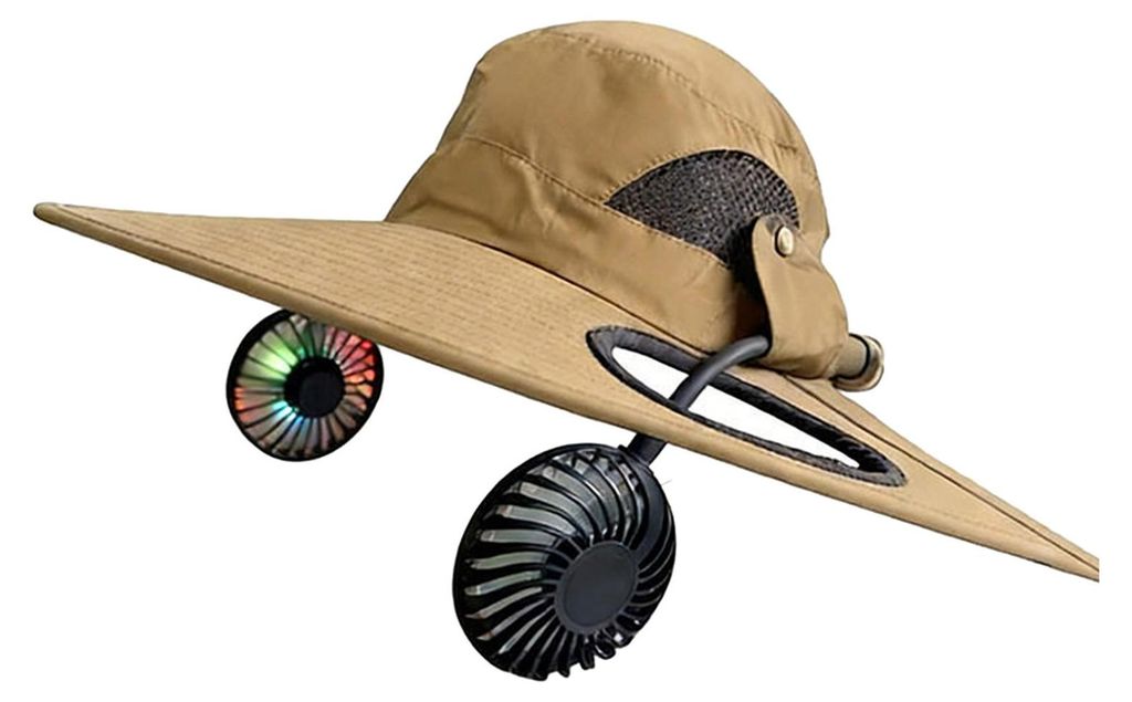 Sonnenhut mit Doppelventilator (2-in-1) – Kühlkappe mit USB-aufladbaren, abnehmbaren Ventilatoren, im Dunkeln leuchtenden Flügeln, einstellbare...
