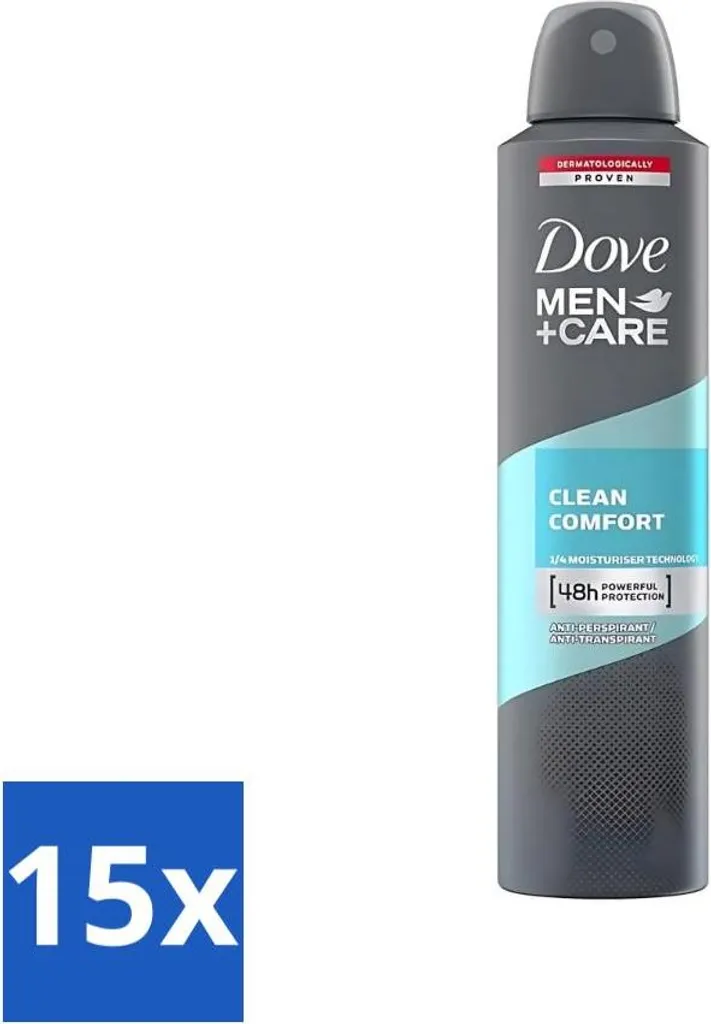 Dove Men Care Clean Comfort 250ml - Confezione Risparmio 15 Pezzi