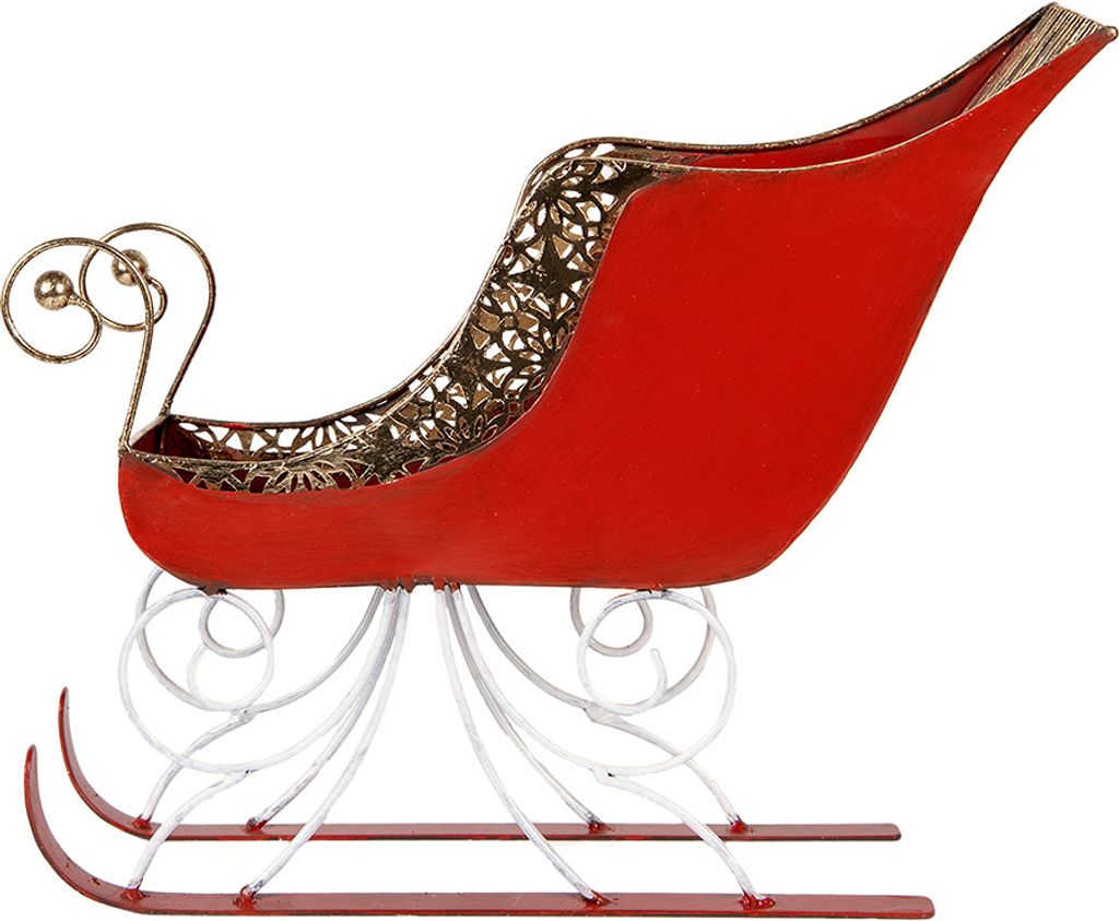 Clayre & Eef Dekorationsfigur Schlitten 37x16x31 cm Rot Metall