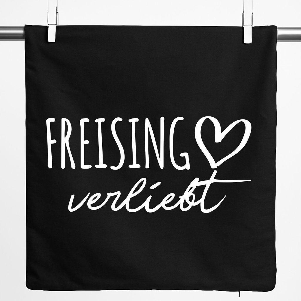 Huuraa Kissenbezug Freising verliebt 40x40cm Black Baumwolle Dekokissenbezug Geschenkidee