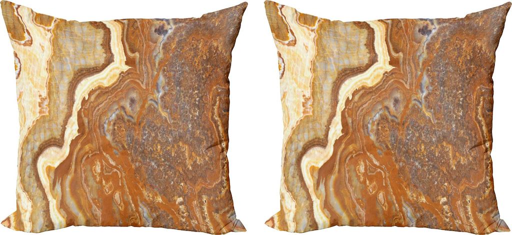 ABAKUHAUS Marmor Kissenbezug Set (2Stück), Einzigartige Earthen tonte Mutter-Erdnatürliche Travertin-Struktur-Anzeige, 45 x 45 cm, Zimt Erde Gelb