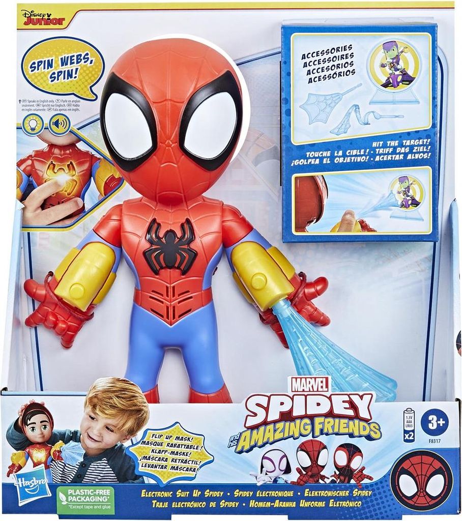 SPIDEY Marvel AMAZING FRIENDS Groß 25cm INTERAKTIVE FIGUR LICHTER GERÄUSCHE