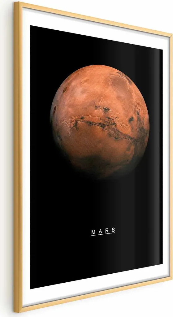 Quadro Marte Design 60x90 Oro - Poster Astronomico Moderno Cornice