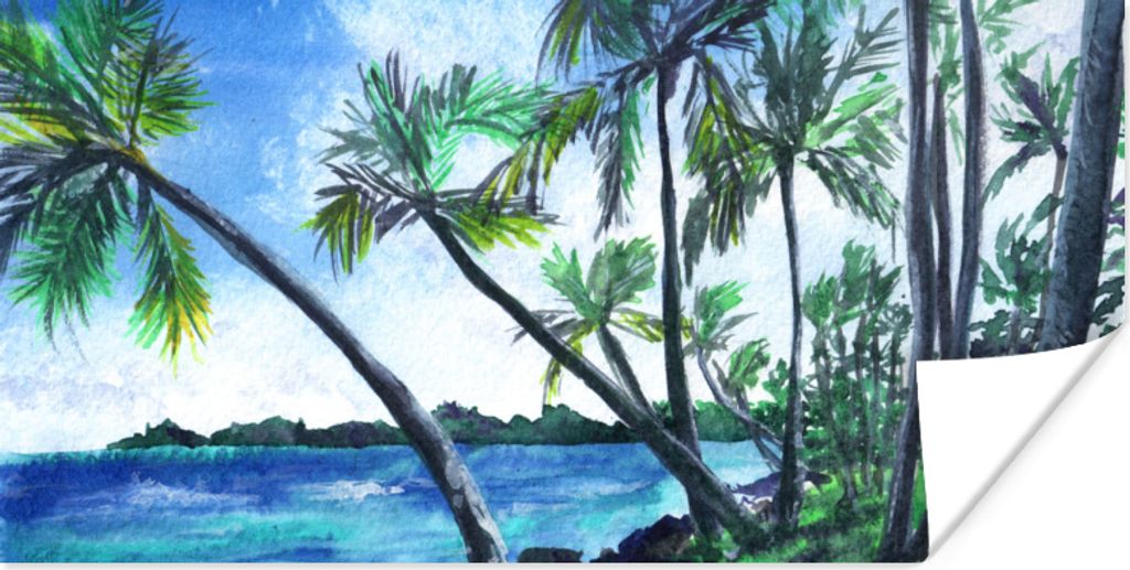 MuchoWow Poster Palme - Wasser - Himmel 120x60 cm - Bild