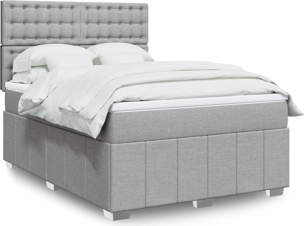 Maison Exclusive - Boxspringbett mit Matratze Hellgrau 140x200 cm Stoff