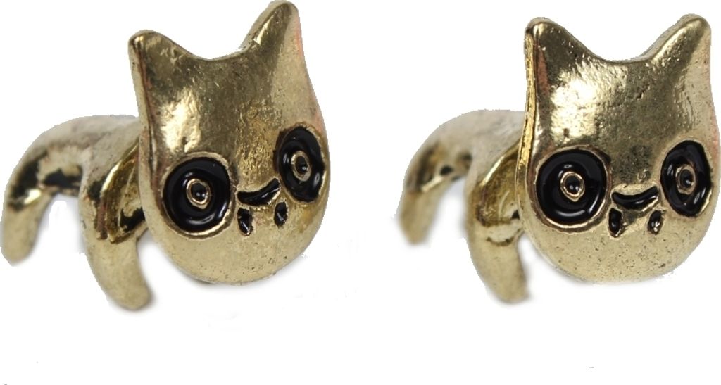 3D Katzen Ohrstecker Ohrringe in der Farbe Gold