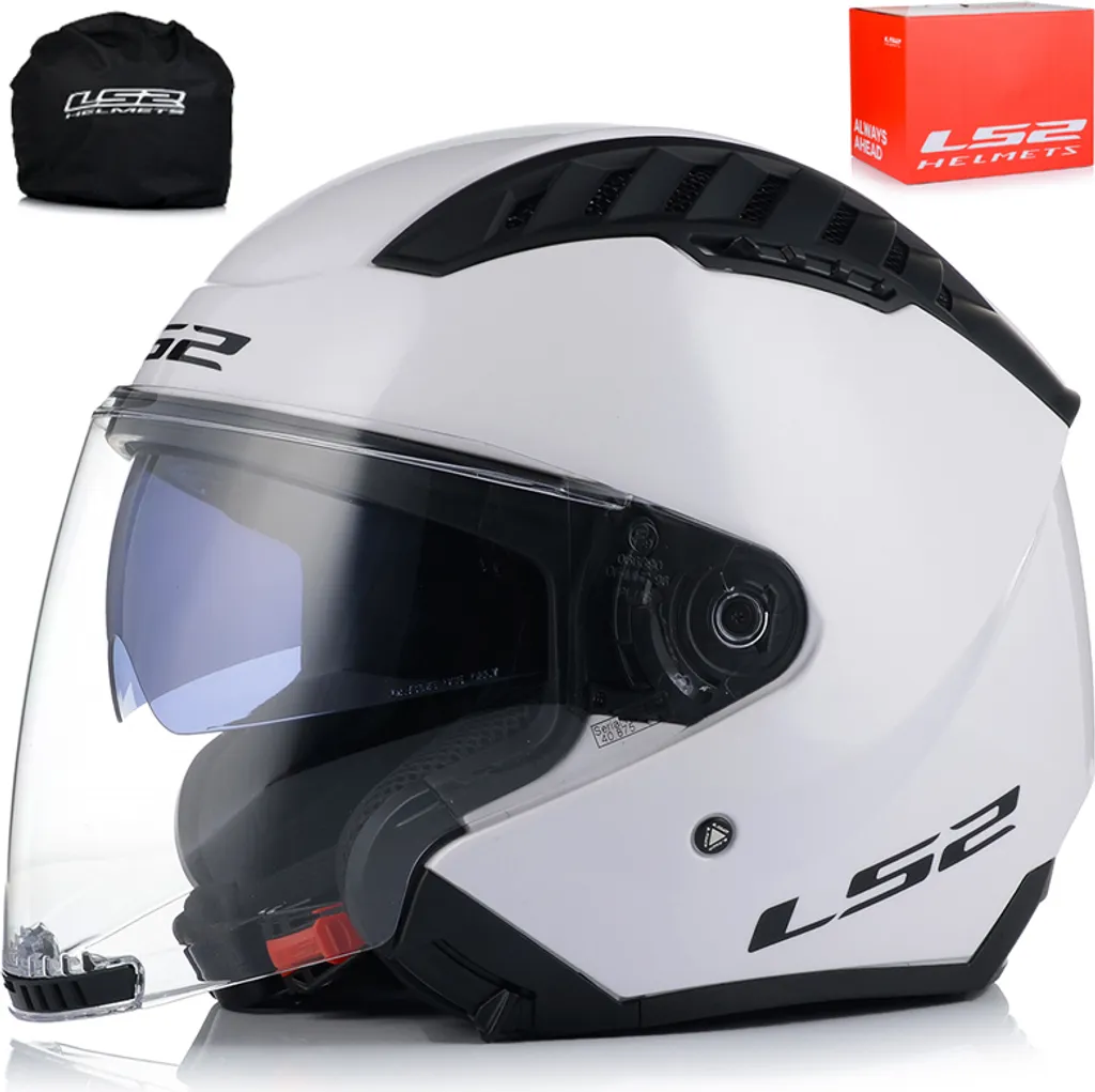 Casque Jet urbain LS2 OF600 COPTER II Blanc Brillant Taille XS pour Moto