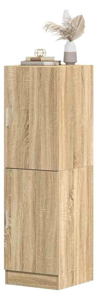 Küchenschrank aus Sonoma-Eiche Holzwerkstoff 38x41,5x131,5 cm schmal hoch mit Türen und Ablagen für die Küchenorganisation
