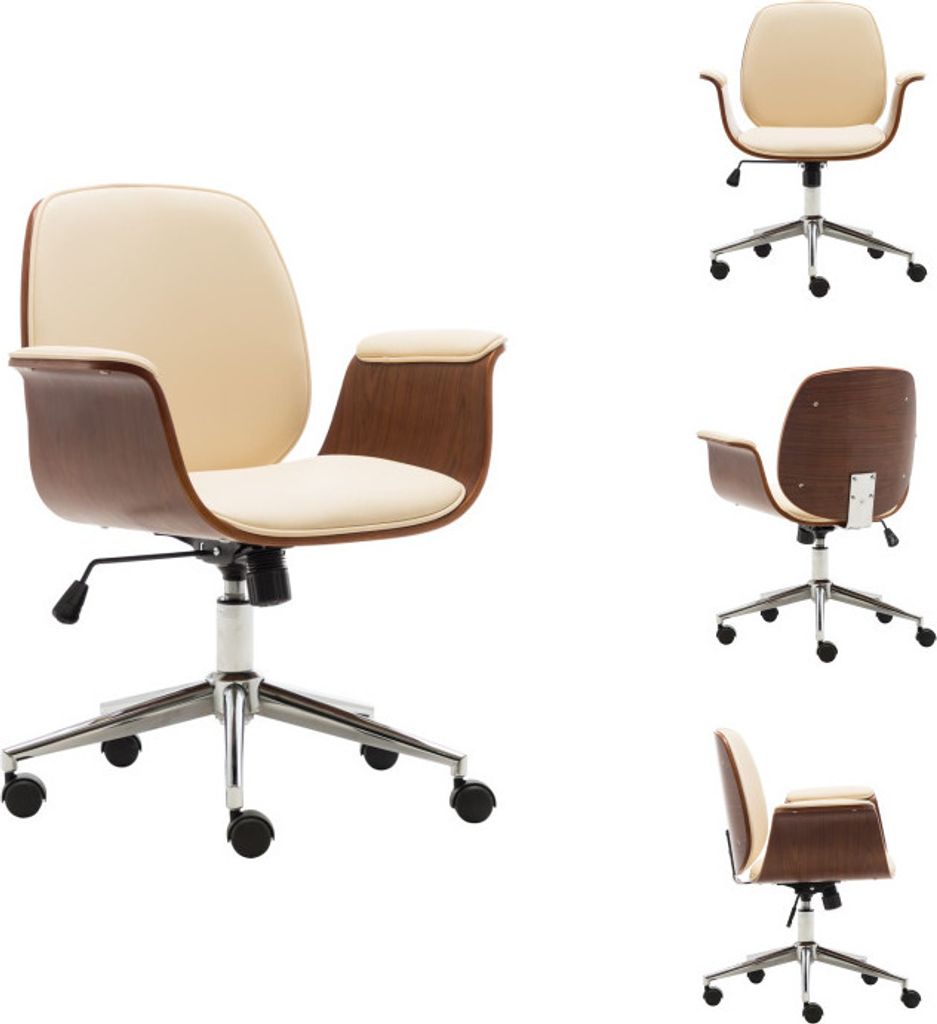vidaXL Bürostuhl Creme Bugholz und Kunstleder - Bürostühle