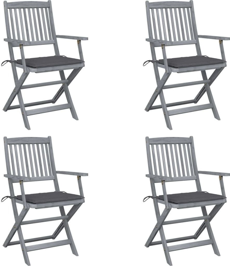 Maison Exclusive - Klappbare Gartenstühle 4 Stk. mit Sitzkissen Massivholz Akazie