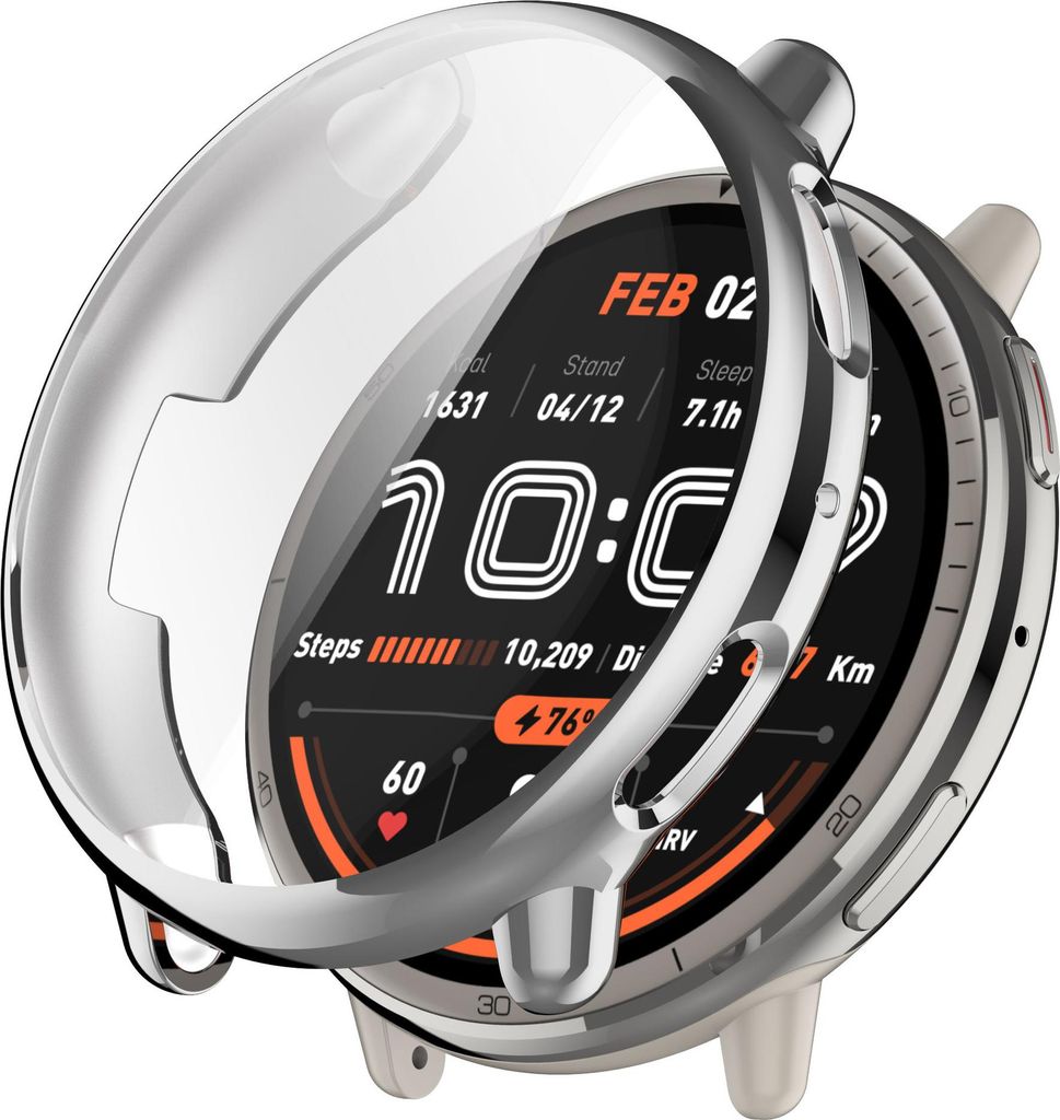 Strap-it Stoßfeste TPU-Schutzhülle - Hülle passend für Amazfit Active 2 (Silber)