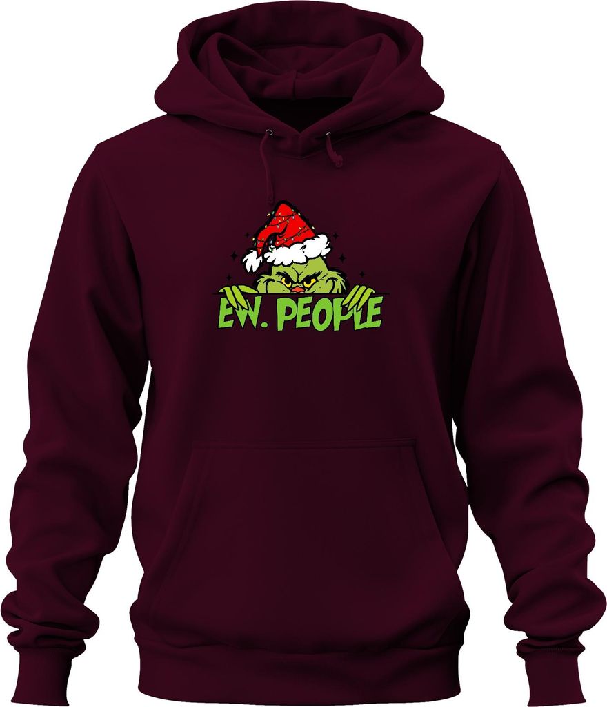 EW. PEOPLE Weihnachtsgrinch sarkastisch Weihnachten Geschenk Uni Hoodie Kapuzenpullover, Burgundy, L