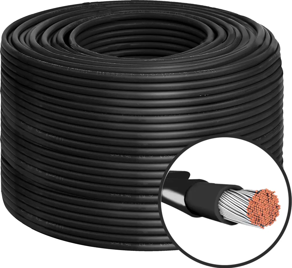 Cavo solare da 90 m Cavo solare 6 mm² Cavo PV H1Z2Z2-K nero Fotovoltaico Senza alogeni per MC4 1,18 € / 1 m