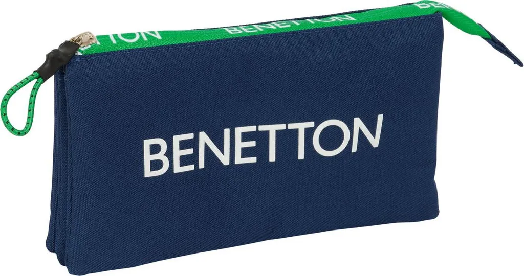 Fourre-tout Benetton Green Blue Marine 22x12x3 cm - Pochette Zippée