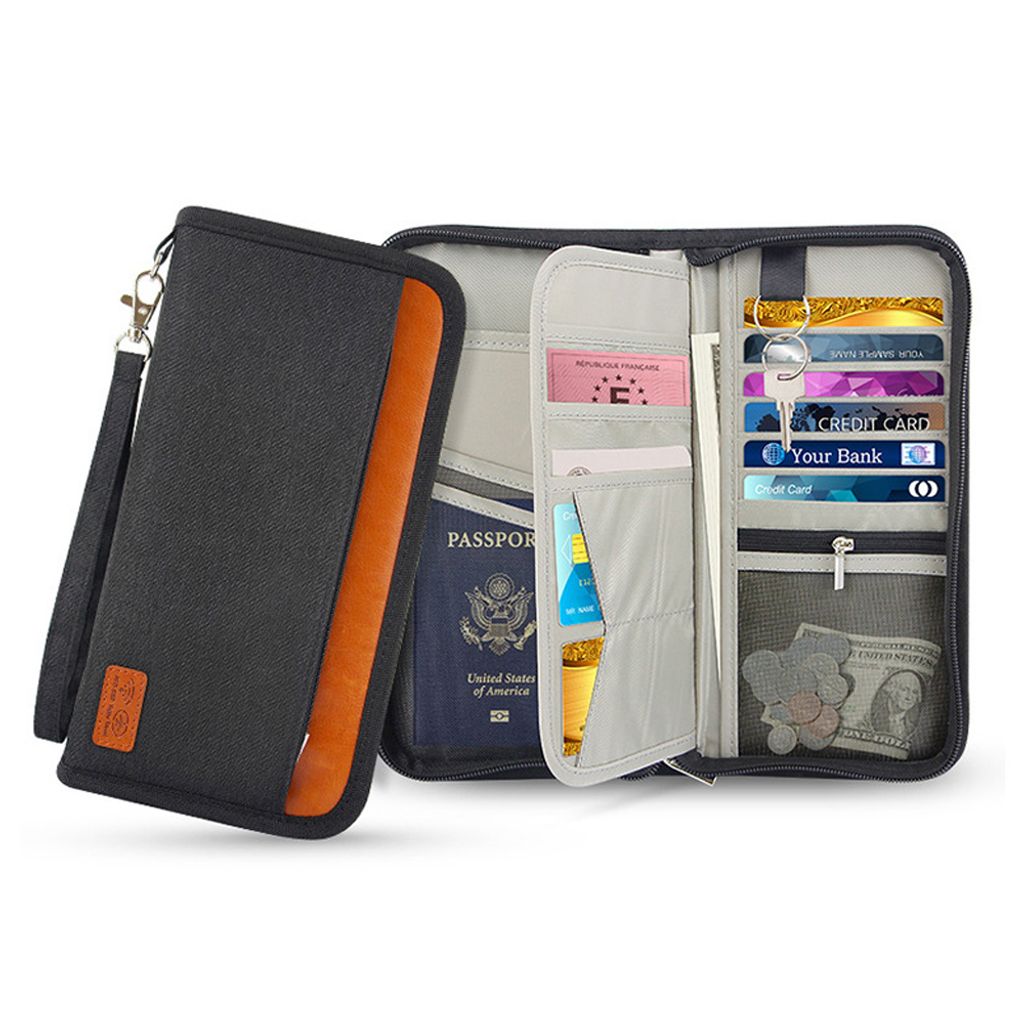 Brieftasche mit abnehmbarer Handschlaufe Reisepass-Etui RFID-blockierende Reisepass-Geldbörse Reise-Dokumenten-Organizer braun 
