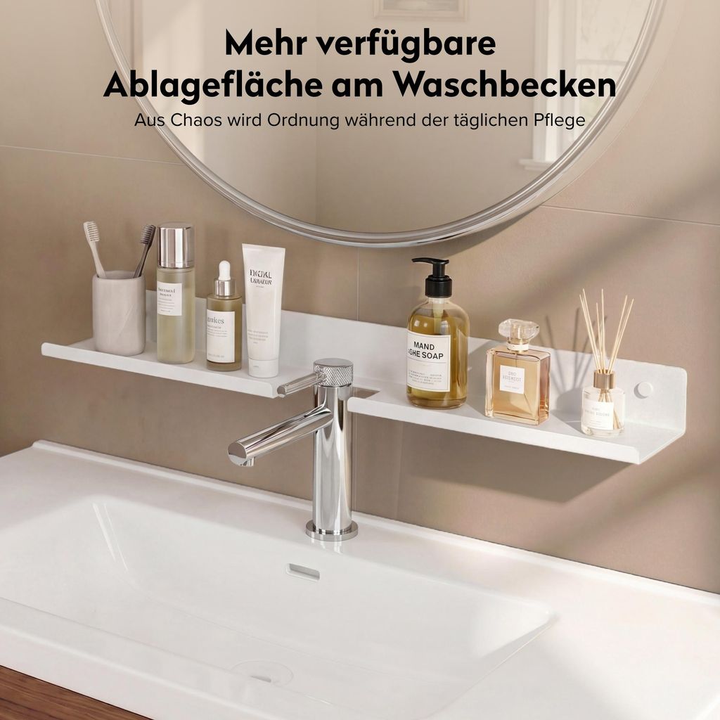 doporro Waschbecken Ablage 60cm über dem Wasserhahn