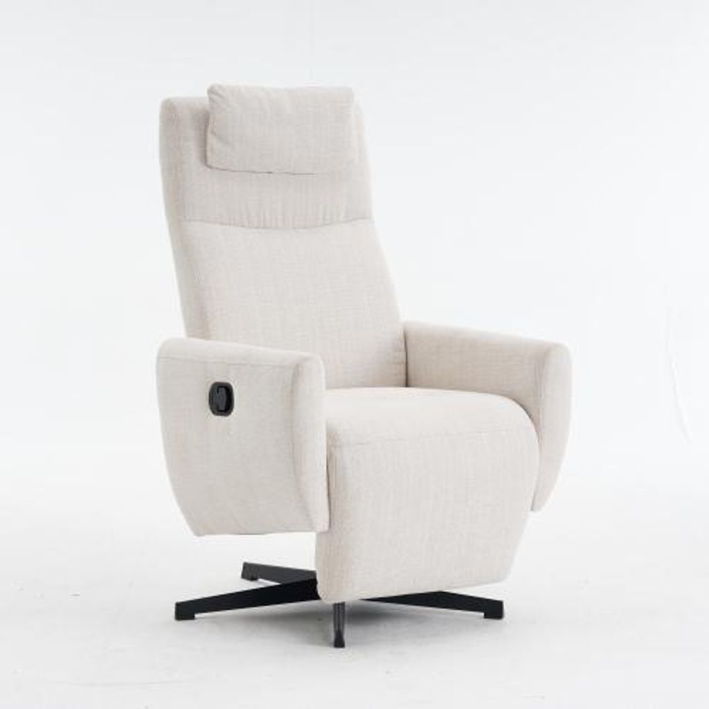 AIORBER Relaxsessel mit Liegefunktion Chenille Fernsehsessel mit Fußstütze 360° drehbarer Loungesessel ergonomisch für Wohnzimmer – Beige / G...