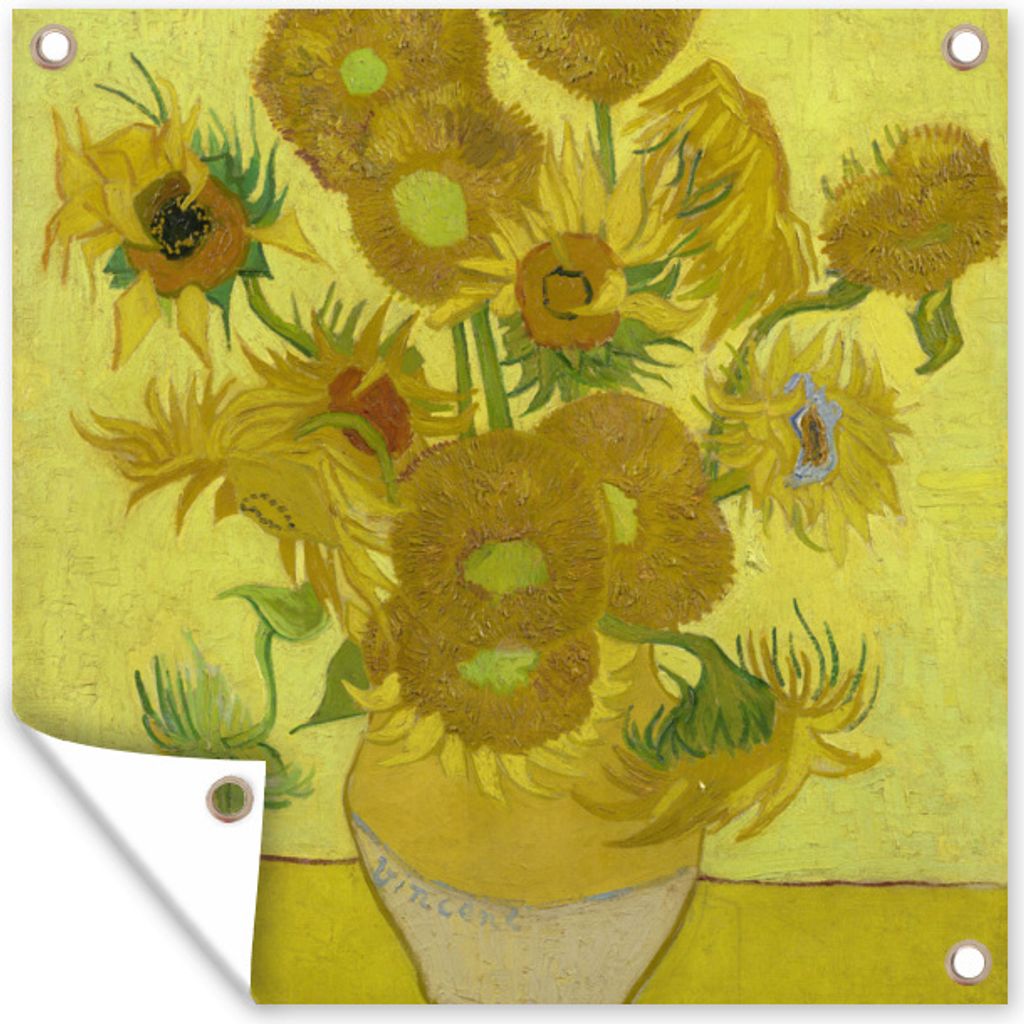 MuchoWow 100x100 cm Outdoor-Poster Gartendeko Sichtschutz Garten Poster für den Garten Sonnenblumen - Vincent van Gogh