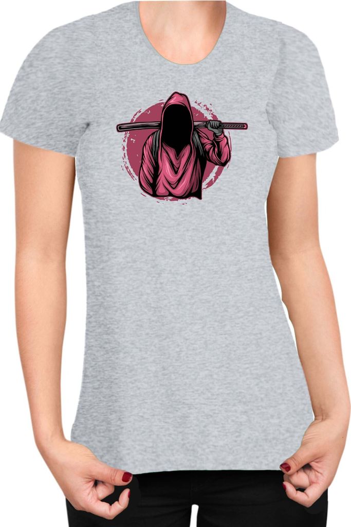 Damen T-Shirt Japan Anime Manga Ninja Assassin, Lady XL / Grau