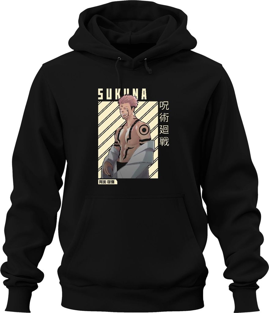 Sukuna Jujutsu Kaisen Ryomen Sukuna Anime Manga Otaku Geschenk Uni Hoodie Kapuzenpullover, Schwarz, 3XL