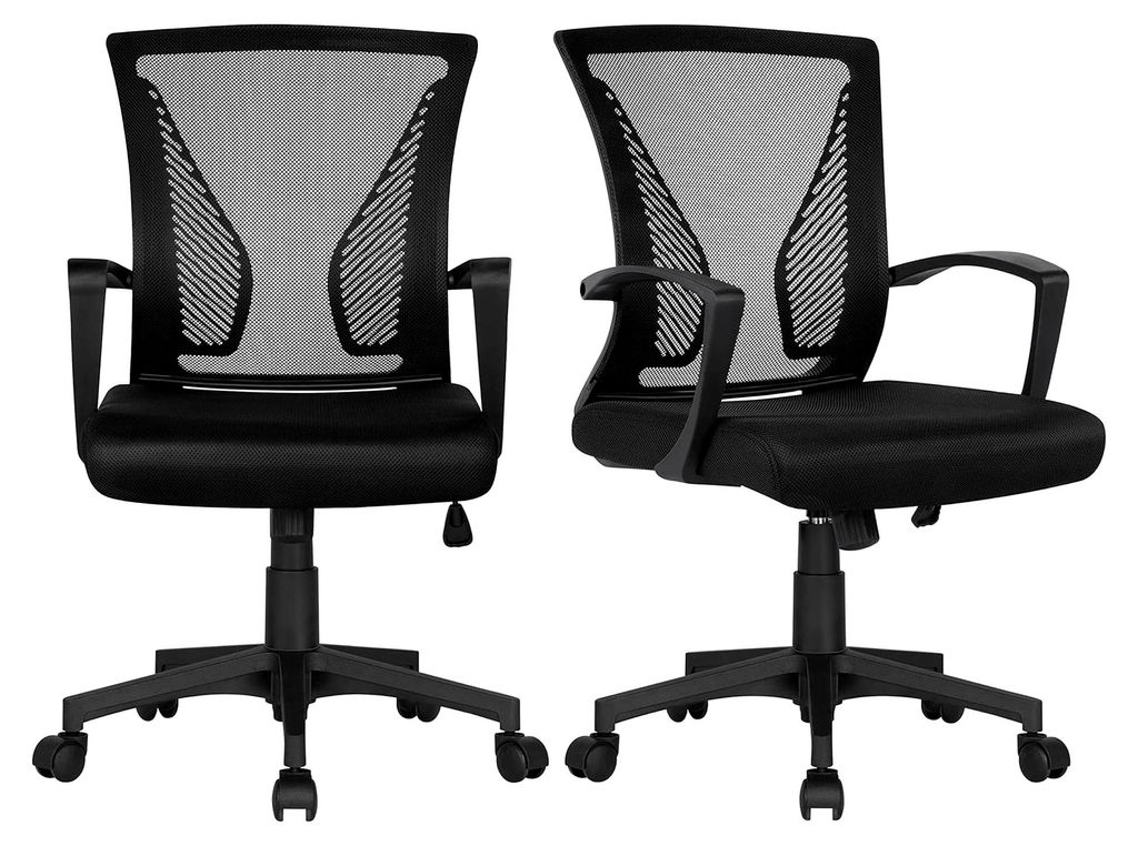 2 Stück ergonomische Bürostühle, Drehstühle mit Netzbespannung, höhenverstellbar, 360° Computerstühle, Wippfunktion, bis 125 kg belastbar