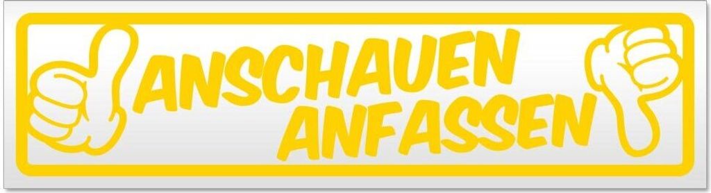 Kiwistar Anschauen anfassen Magnetschild Schild magnetisch - 60cm Gelb - Magnetfolie für Auto PKW Kfz